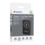 VERBATIM CHARGE 'N' GO MAGNETIC WIRELESS POWER PACK 10000mAh BLACK
