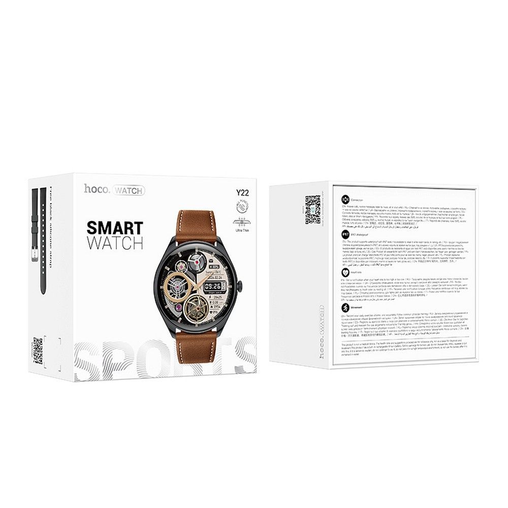 HOCO ULTRA THIN SMARTWATCH BLUETOOTH CALL Y22 BLACK - Image 2
