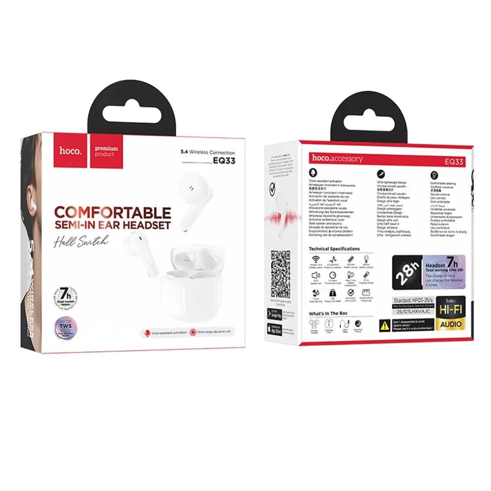 HOCO EQ33 GEM WIRELESS EARBUDS WHITE - Image 2