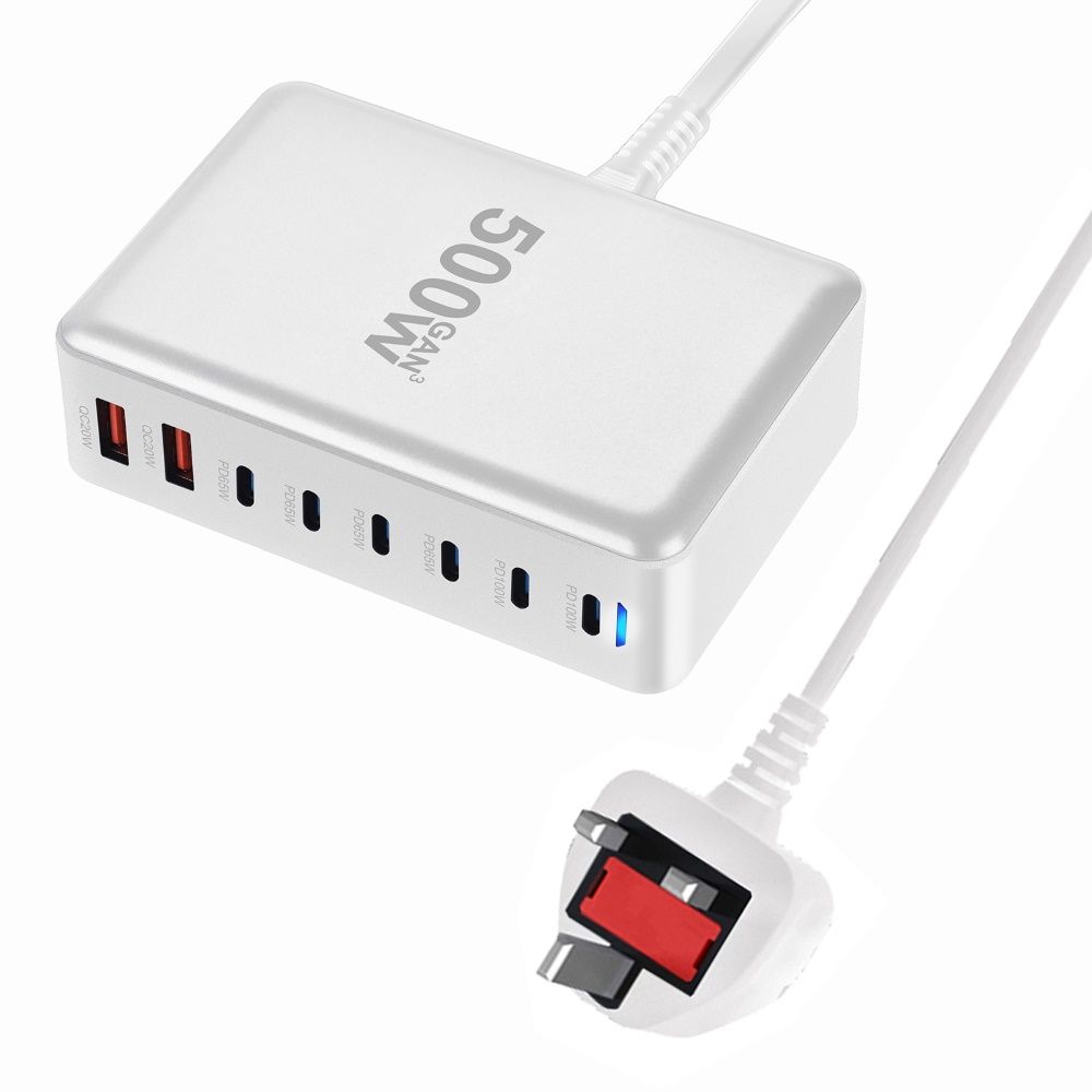 DESKTOP CHARGER 500W GAN 6 USB-C + 2 USB-A WHITE - Image 2