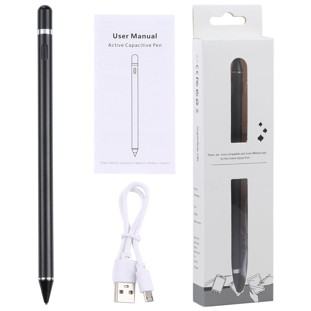 UNIVERSAL ACTIVE CAPACITIVE STYLUS PEN BLACK - Image 2